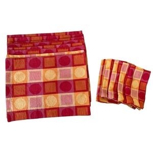 Crate & Barrel Metro Bright 8 Placemats 5 Napkins Red Multi